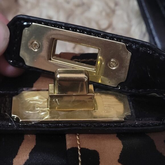 Coach Leopard Print Shoulder Bag - Black and Tan - Picture 6 of 16